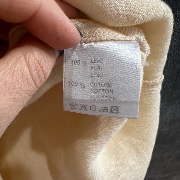 Liviana Conti 100% Linen Shift Dress Asymmetrical Layered Hem Women's 10 IT 46 - Picture 7 of 9